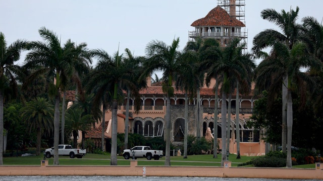 PALM BEACH, FLORIDA - JUNE 08: Former U.S. President Donald Trump's Mar-a-Lago estate is seen on June 08, 2023 in Palm Beach, Florida. Reports indicate that the Department of Justice is preparing to ask a grand jury to indict former president Donald Trump for violating the Espionage Act and for obstruction of justice after documents, with some marked Top Secret, were seized when the FBI searched the estate. (Photo by Joe Raedle/Getty Images)
