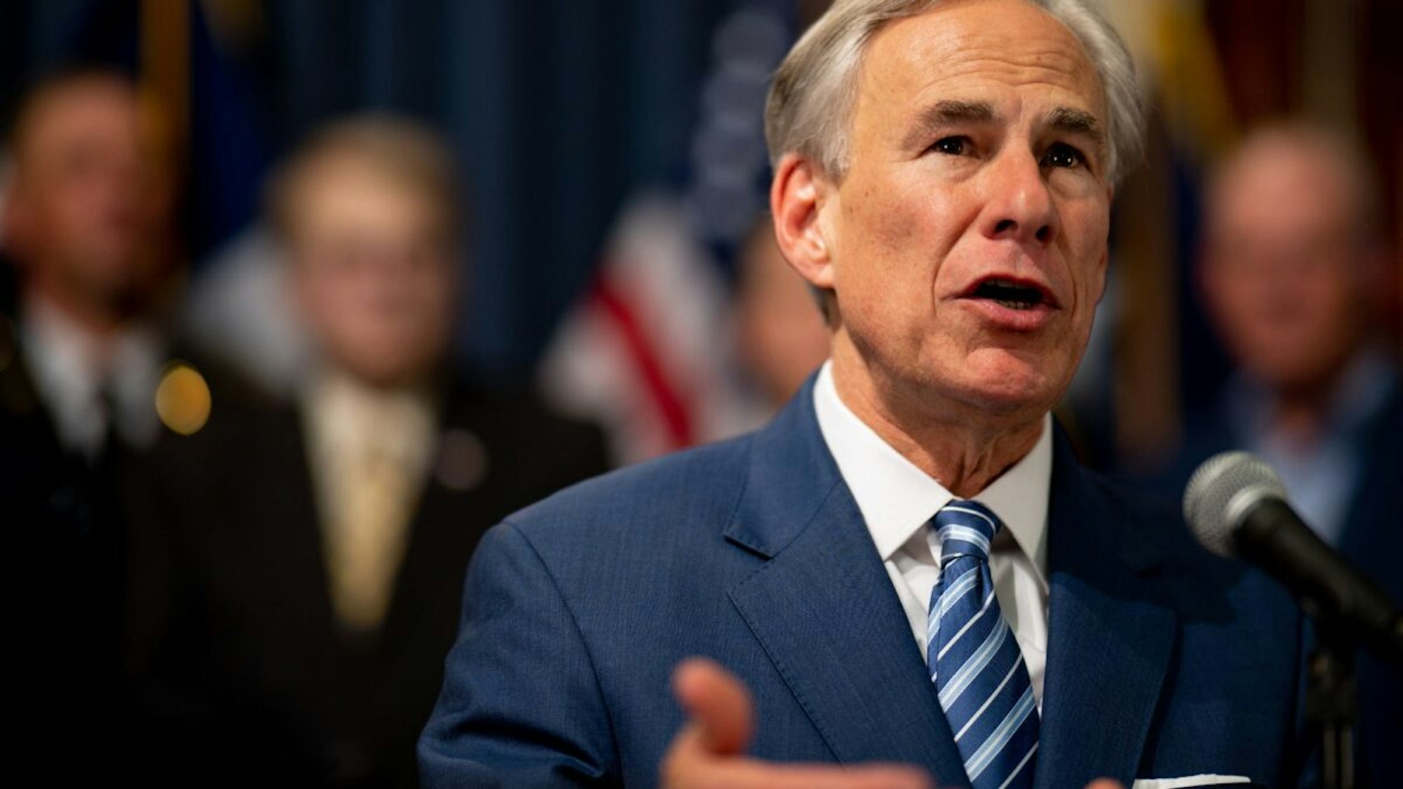 Texas Gov. Greg Abbott speaks at a news conference in the state Capitol on June 08, 2023 in Austin, Texas.