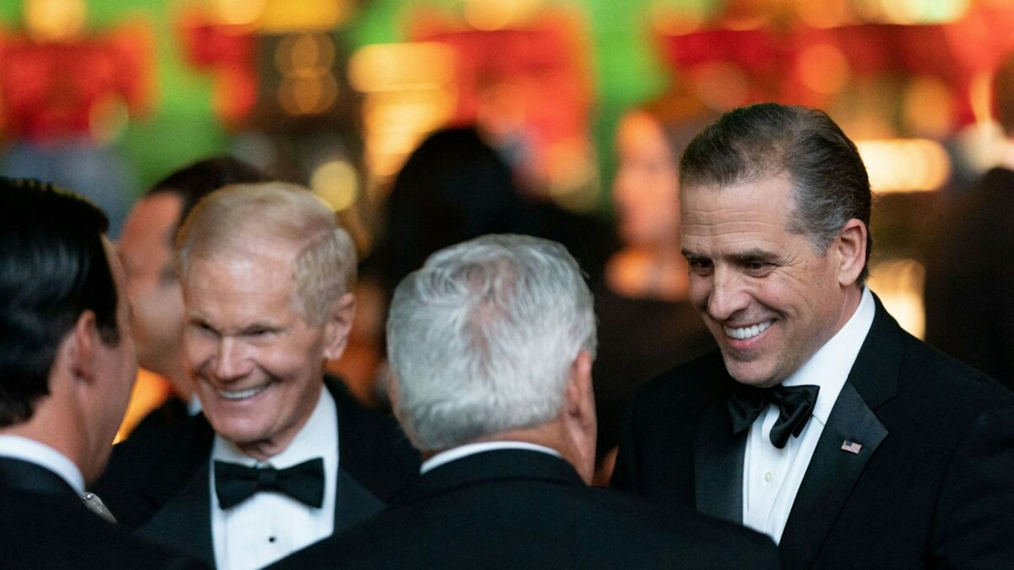 NASA Administrator Bill Nelson (L) and Hunter Biden (R) arrive for a toast during an official State Dinner in honor of India's Prime Minister Narendra Modi, at the White House in Washington, DC, on June 22, 2023.
