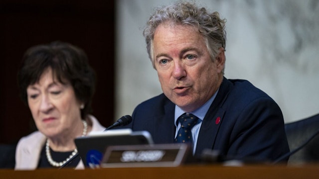 Senator Rand Paul, a Republican from Kentucky, speaks during a Senate Health, Education, Labor, and Pensions Committee hearing in Washington, DC, US, on Wednesday, May 10, 2023.