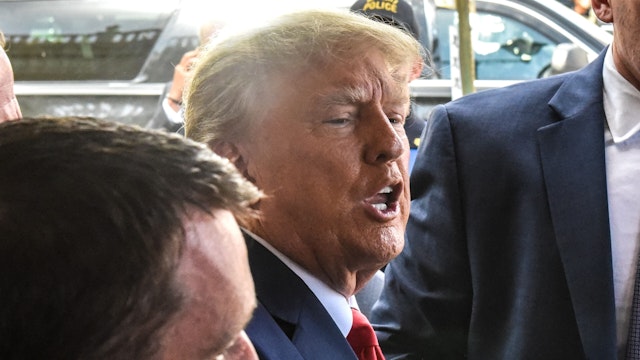MIAMI, FLORIDA - JUNE 13: Former U.S. President Donald Trump visits the Versailles restaurant in the Little Havana neighborhood after being arraigned at the Wilkie D. Ferguson Jr. United States Federal Courthouse on June 13, 2023 in Miami, Florida. Trump pleaded not guilty to 37 federal charges including possession of national security documents after leaving office, obstruction, and making false statements.