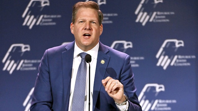 LAS VEGAS, NV - NOVEMBER 19: New Hampshire Governor Chris Sununu speaks during the Republican Jewish Coalition (RJC) Annual Leadership Meeting at the Venetian Las Vegas in Las Vegas, Nevada on November 19, 2022. The meeting comes on the heels of former President Donald Trump becoming the first candidate to declare his intention to seek the GOP nomination in the 2024 presidential race.
