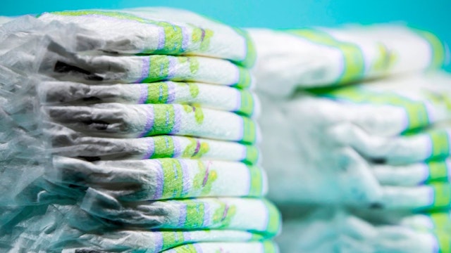This photograph taken on August 23, 2018, shows a pile of nappies in a studio in Paris. - Eighteen months after an initial shocking survey by the magazine "60 million consumers" (60 Millions de consommateurs), the journal is again pointing to the alleged presence of potentially toxic residues in some baby nappies, but its findings are disputed by manufacturers. Twelve references were tested by the National Consumer Institute (INC) for the September issue of the magazine. For half, the tests revealed the presence of undesirable substances "in very small quantities". (Photo by JOEL SAGET / AFP) (Photo credit should read JOEL SAGET/AFP via Getty Images)