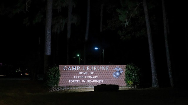 JACKSONVILLE, USA - OCTOBER 28: the camp Lejeune by night after the Amphibious Bold Alligator Exercise organized by the US Navy and the Marine Corps on the East Coast of the United States at Camp Lejeune, North Carolina, Jacksonville, USA on October 28, 2017 in Jacksonville, USA.