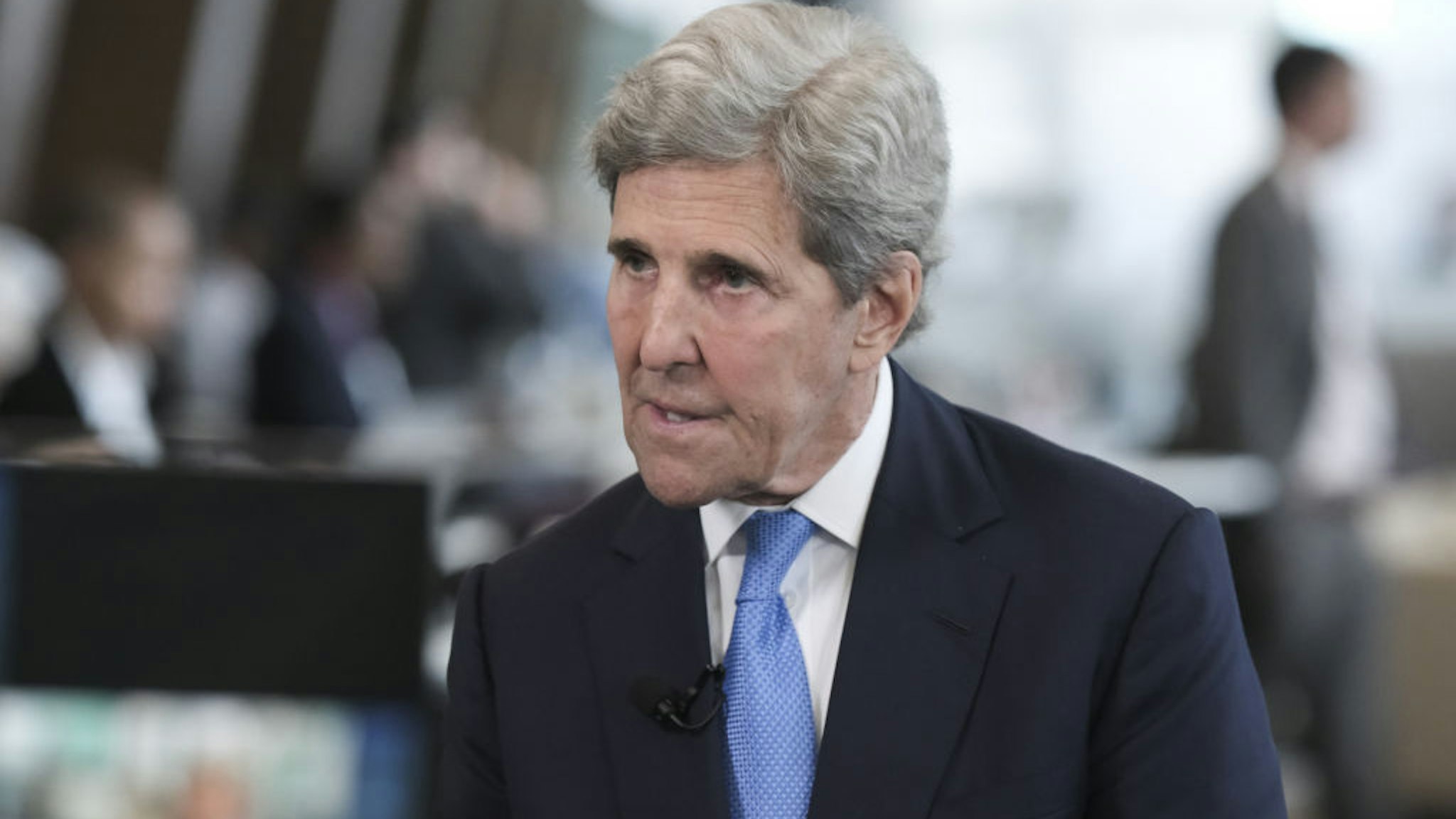 John Kerry, US special presidential envoy for climate, during a Bloomberg Television interview at the 2023 CERAWeek by S&amp;P Global conference in Houston, Texas, US, on Tuesday, March 7, 2023. The global energy industry is facing a welter of uncertainty and change -- driven by the effects of the global pandemic; shifting geopolitics and a war launched by one of the world's major energy powers; high energy prices; supply chain and infrastructure constraints; and economic instability.