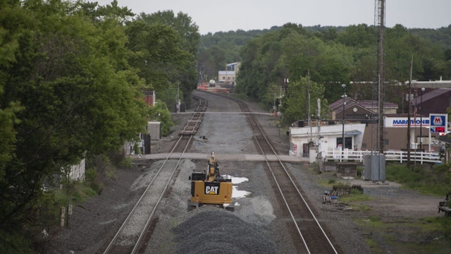 Railroad tracks in East Palestine, Ohio, US, on Sunday, May 28, 2023. In the Ohio town where a Norfolk Southern train carrying hazardous chemicals derailed in February, recovery efforts are undercut by lingering uncertainty.