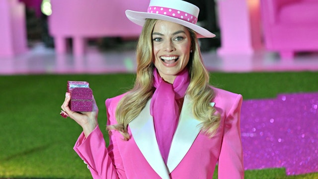 Australian actress Margot Robbie poses for a photo during a pink carpet event to promote her new film "Barbie" in Seoul on July 2, 2023. (Photo by Jung Yeon-je / AFP) (Photo by JUNG YEON-JE/AFP via Getty Images)