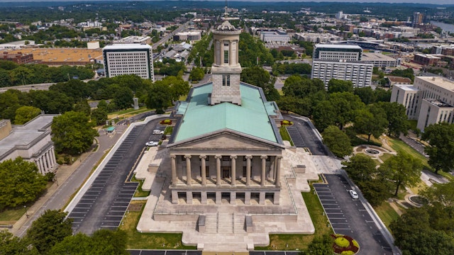 Drone view of Tennessee State Capitol. (Photo by: Joe Sohm/Visions of America/Universal Images Group via Getty Images)