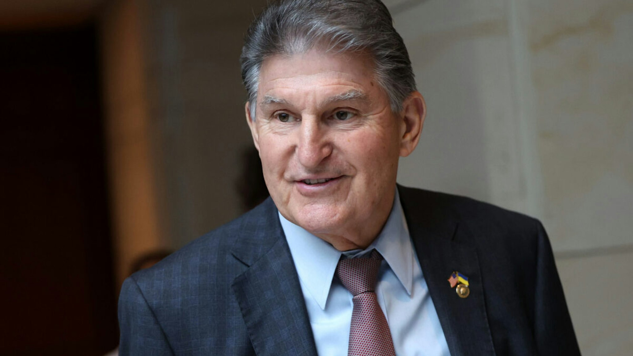 WASHINGTON, DC - FEBRUARY 15: U.S. Sen. Joe Manchin (D-WV) arrives for a Senate briefing on China at the U.S Capitol on February 15, 2023 in Washington, DC. Members of the Biden administration, including representatives from the Defense Department, briefed Senators on China and the recent suspected spy balloon that was shot down.