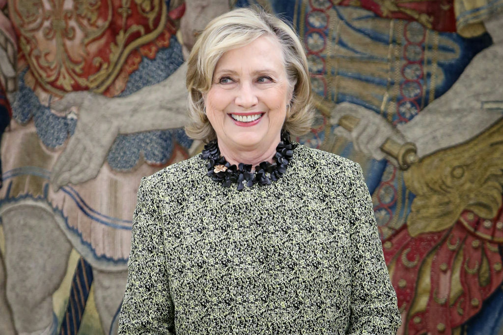 MADRID, SPAIN - MAY 31: King Felipe VI of Spain meets Former Secretary of State Hillary Rodham Clinton at Zarzuela Palace on May 31, 2023 in Madrid, Spain. (Photo by Paolo Blocco/WireImage)