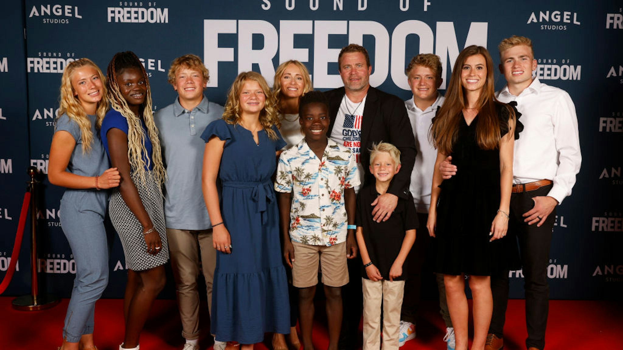 VINEYARD, UTAH - JUNE 28: Tim Ballard poses with friends and family during the premiere of "Sound of Freedom" on June 28, 2023 in Vineyard, Utah. (Photo by Fred Hayes/Getty Images for Angel Studios)