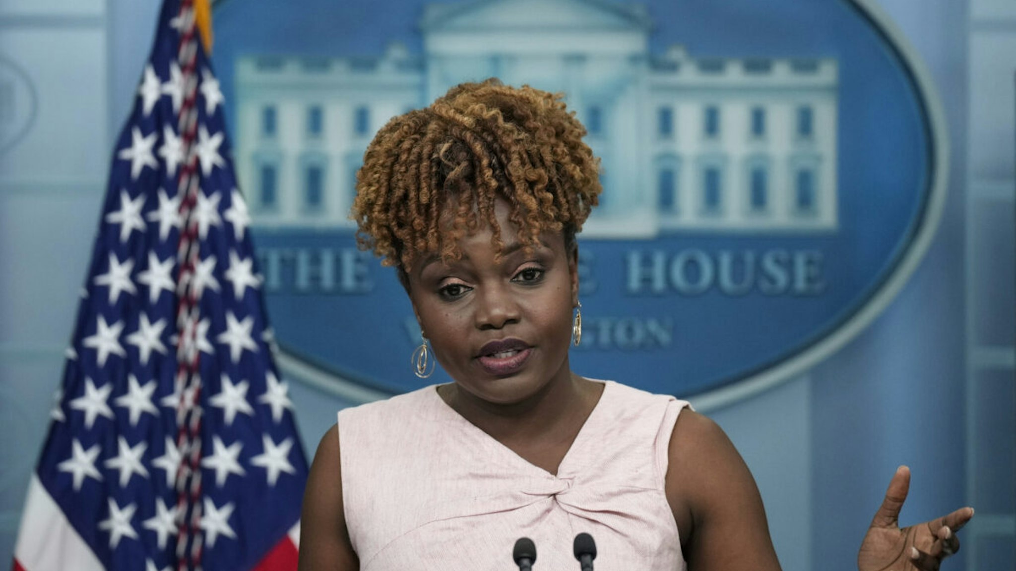 White House Press Secretary Karine Jean-Pierre speaks during the daily press briefing at the White House July 5, 2023 in Washington, DC.