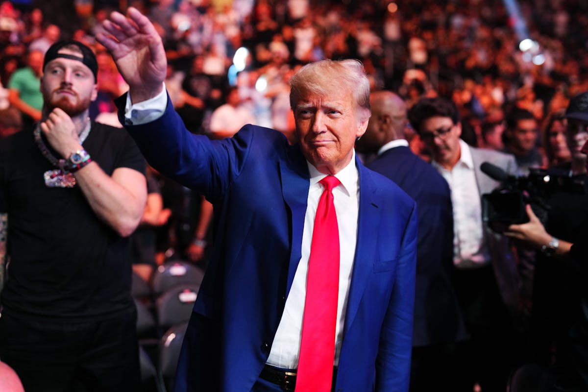 NextImg:UFC Crowd Cheers As Trump Enters Packed Vegas Arena