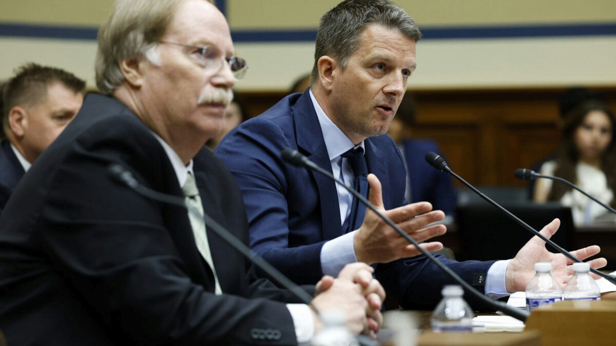 Dr. Kristian Andersen, from Scripps Research speaks alongside Dr. Robert Garry, a Professor at Tulane University School of Medicine, at a hearing with the Select Subcommittee on the Coronavirus Pandemic on Capitol Hill on July 11, 2023 in Washington, DC.
