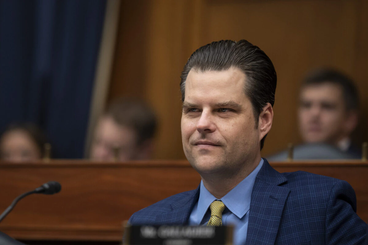 Rep. Matt Gaetz (R-FL) attends a House Armed Services Subcommittee on Cyber, Information Technologies and Innovation hearing about artificial intelligence on Capitol Hill July 18, 2023 in Washington, DC.