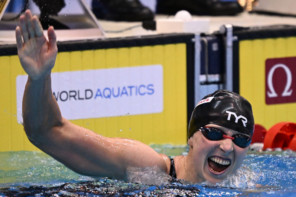 Katie Ledecky equals Michael Phelps’ record at World Champs.