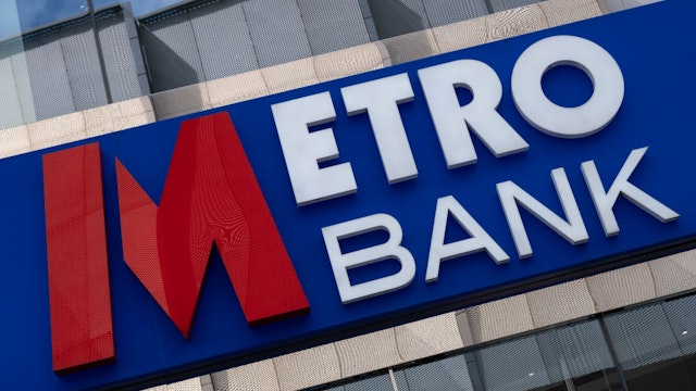 Sign for the Banking brand Metro Bank on 30th May 2022 in Birmingham, United Kingdom.