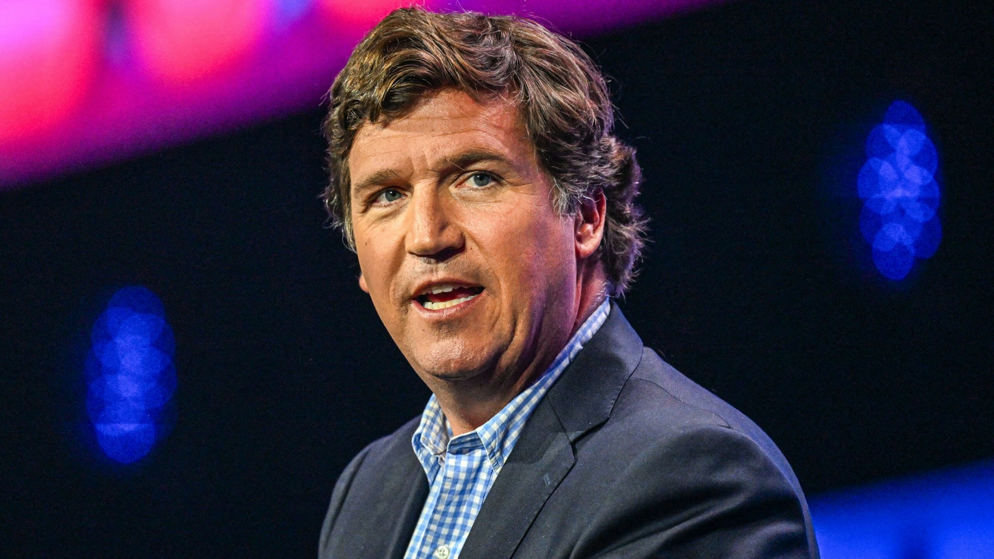 US conservative political commentator Tucker Carlson speaks at the Turning Point Action USA conference in West Palm Beach, Florida, on July 15, 2023.