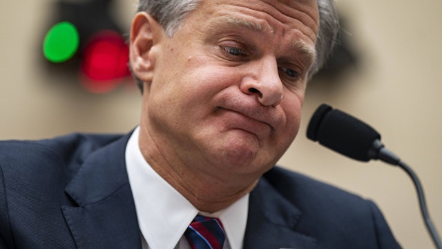 Christopher Wray, director of the Federal Bureau of Investigation (FBI), during a House Judiciary Committee hearing in Washington, DC, US, on Wednesday, July 12, 2023. Wray is testifying before the committee amid calls by some hardline conservatives for his ouster.
