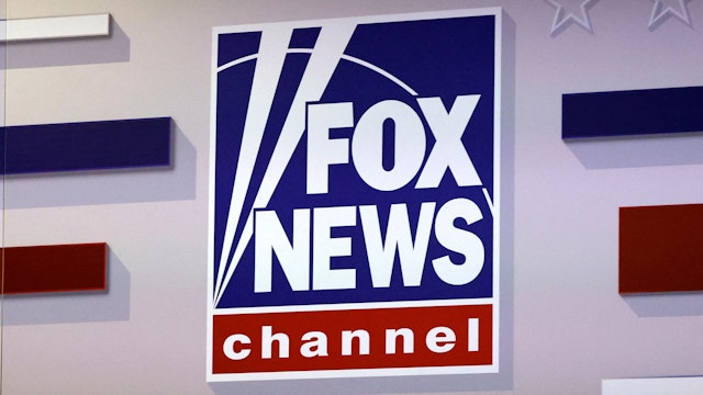 A Fox News logo is pictured ahead of the first Republican Presidential primary debate at the Fiserv Forum in Milwaukee, Wisconsin, on August 23, 2023.