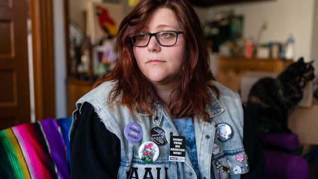 Lauren Handy, director of activism for Progressive Anti-Abortion Uprising, poses for a portrait in Washington, D.C. on April 2, 2022.