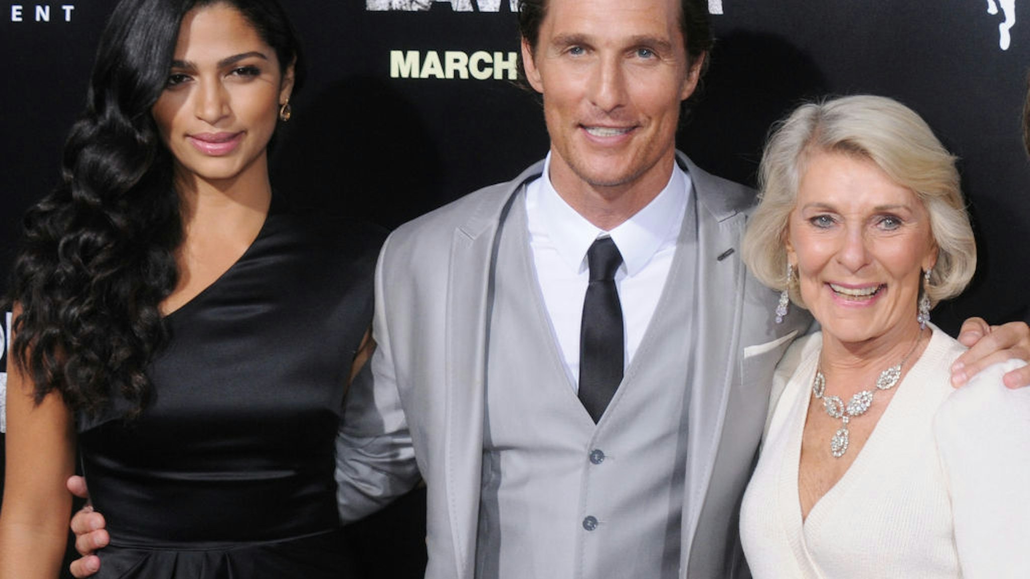 HOLLYWOOD, CA - MARCH 10: Camila Alves, Matthew McConaughey and mom Mary Kathleen McCabe arrive at the Los Angeles Premiere of "The Lincoln Lawyer" at the ArcLight Hollywood on March 10, 2011 in Hollywood, California. (Photo by Gregg DeGuire/FilmMagic)