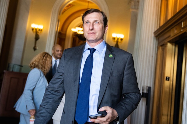 UNITED STATES - JULY 14: Rep. Dan Goldman, D-N.Y., is seen in the U.S. Capitol after the House passed the National Defense Authorization Act vote on Friday, July 14, 2023. (Tom Williams/CQ-Roll Call, Inc via Getty Images)