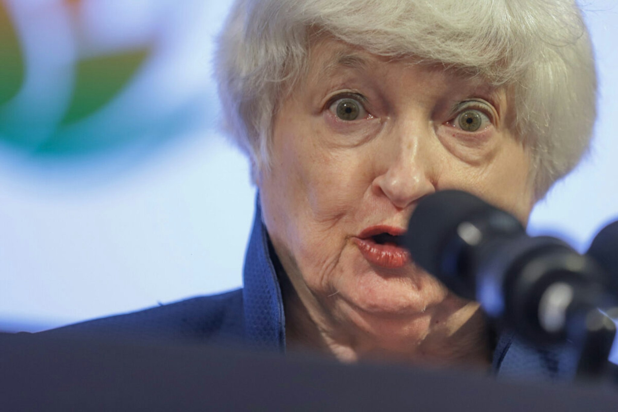 Janet Yellen, US Treasury secretary, speaks during a press conference at the G20 Finance Ministers, Central Bank Governors (FMCBG) and Finance and Central Bank Deputies (FCBD) meetings in Gandhinagar, India, on Sunday, July 16, 2023.