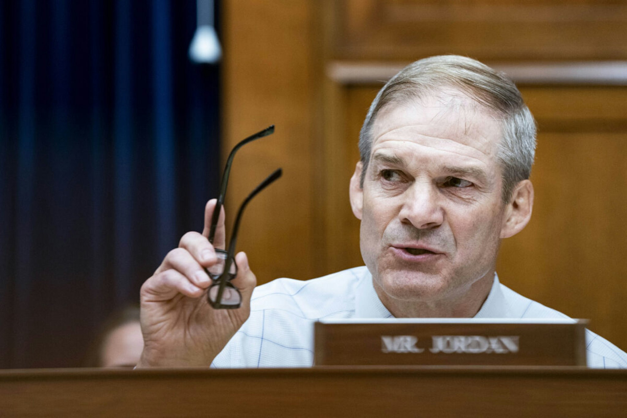 Representative Jim Jordan, a Republican from Ohio, during a hearing in Washington, DC, US, on Wednesday, July 19, 2023. An IRS supervisory agent has claimed to lawmakers the Justice Department mishandled the Hunter Biden investigation and that the US attorney for Delaware, David Weiss, was prevented from bringing charges wherever he wanted.