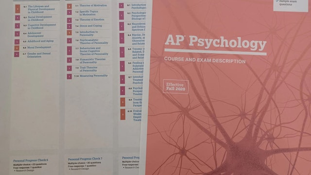 Advanced Placement psychology course materials as seen on the College Boardâs website on Aug. 7, 2023. (Leslie Postal/Orlando Sentinel/Tribune News Service via Getty Images)