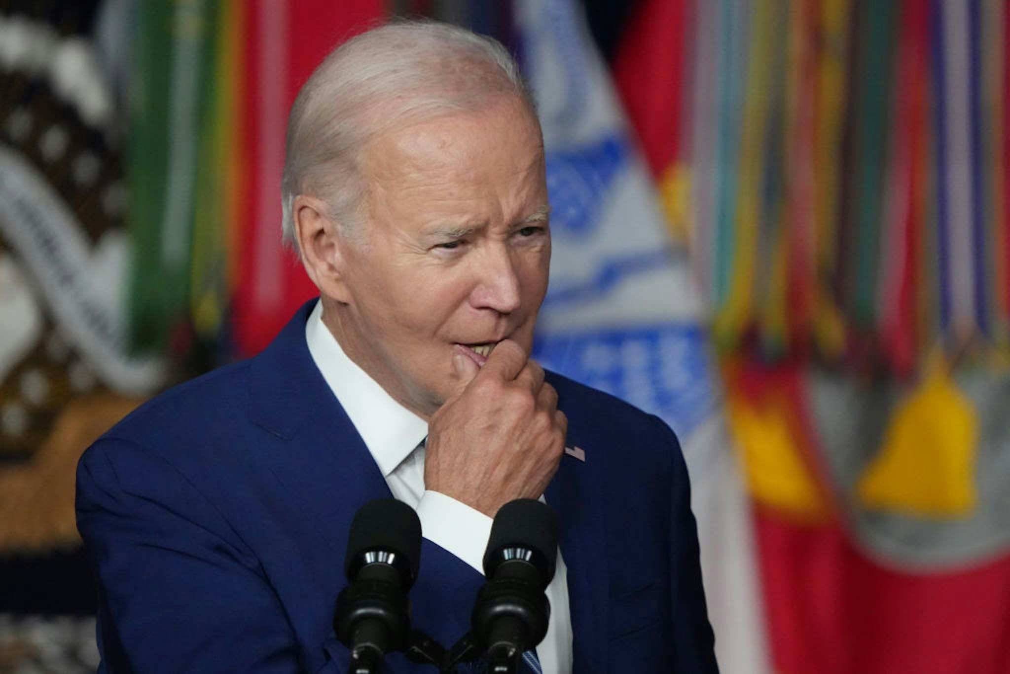 SALT LAKE CITY, UTAH - AUGUST 10: U.S. President Joe Biden speaks at the George E. Wahlen Department of Veterans Affairs Medical Center on August 10, 2023 in Salt Lake City, Utah. President Biden was celebrating the first anniversary of the PACT Act. (Photo by George Frey/Getty Images)