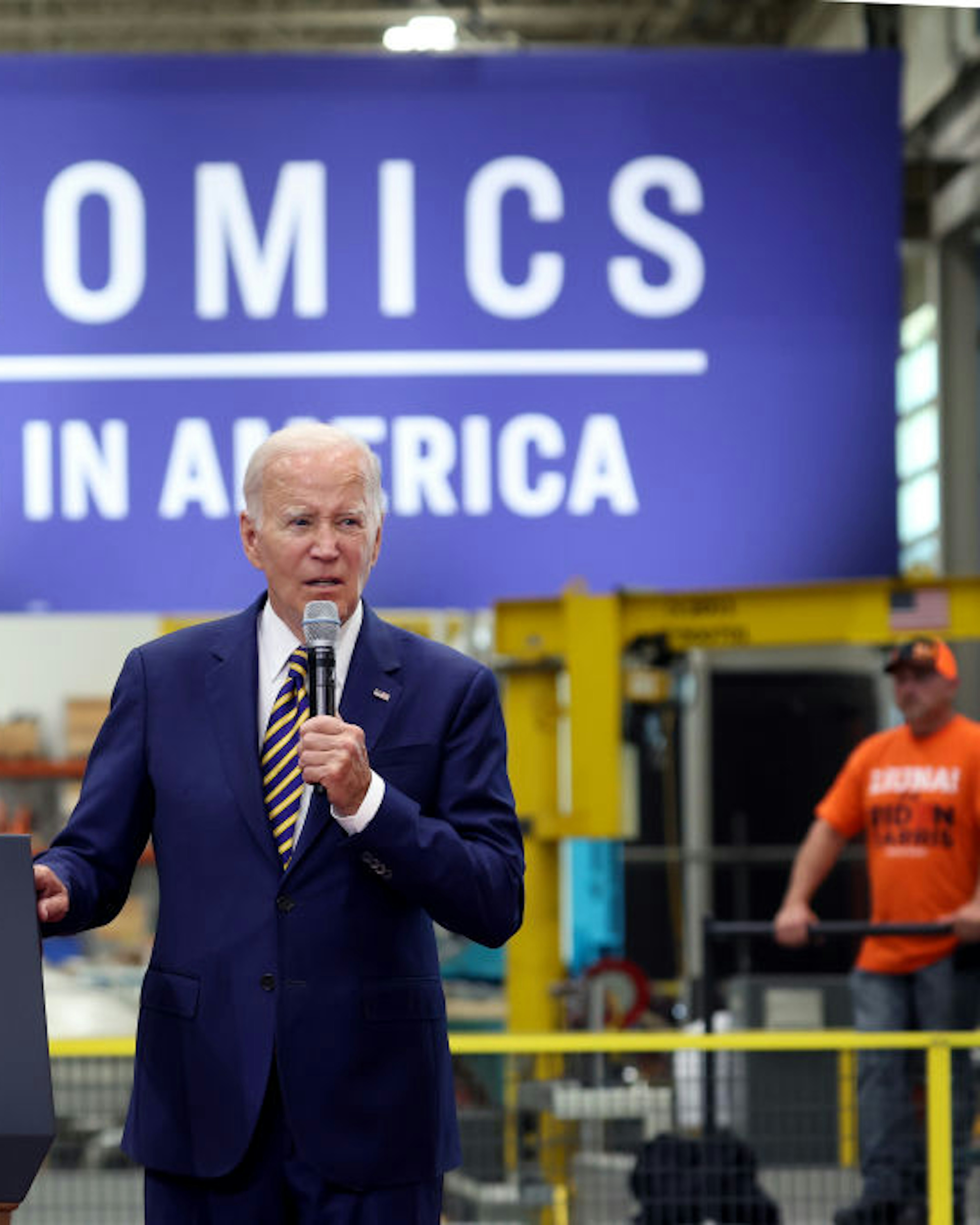 MILWAUKEE, WISCONSIN - AUGUST 15: U.S. President Joe Biden speaks to guests at Ingeteam Inc., an electrical equipment manufacturer, on August 15, 2023 in Milwaukee, Wisconsin. Biden used the opportunity to speak about his "Bidenomics" economic plan on the one-year anniversary of the Inflation Reduction Act of 2022. (Photo by Scott Olson/Getty Images)