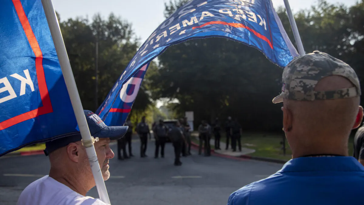 Large Crowd Gathers Outside Of Fulton County Jail Awaiting Trump’s Arrival