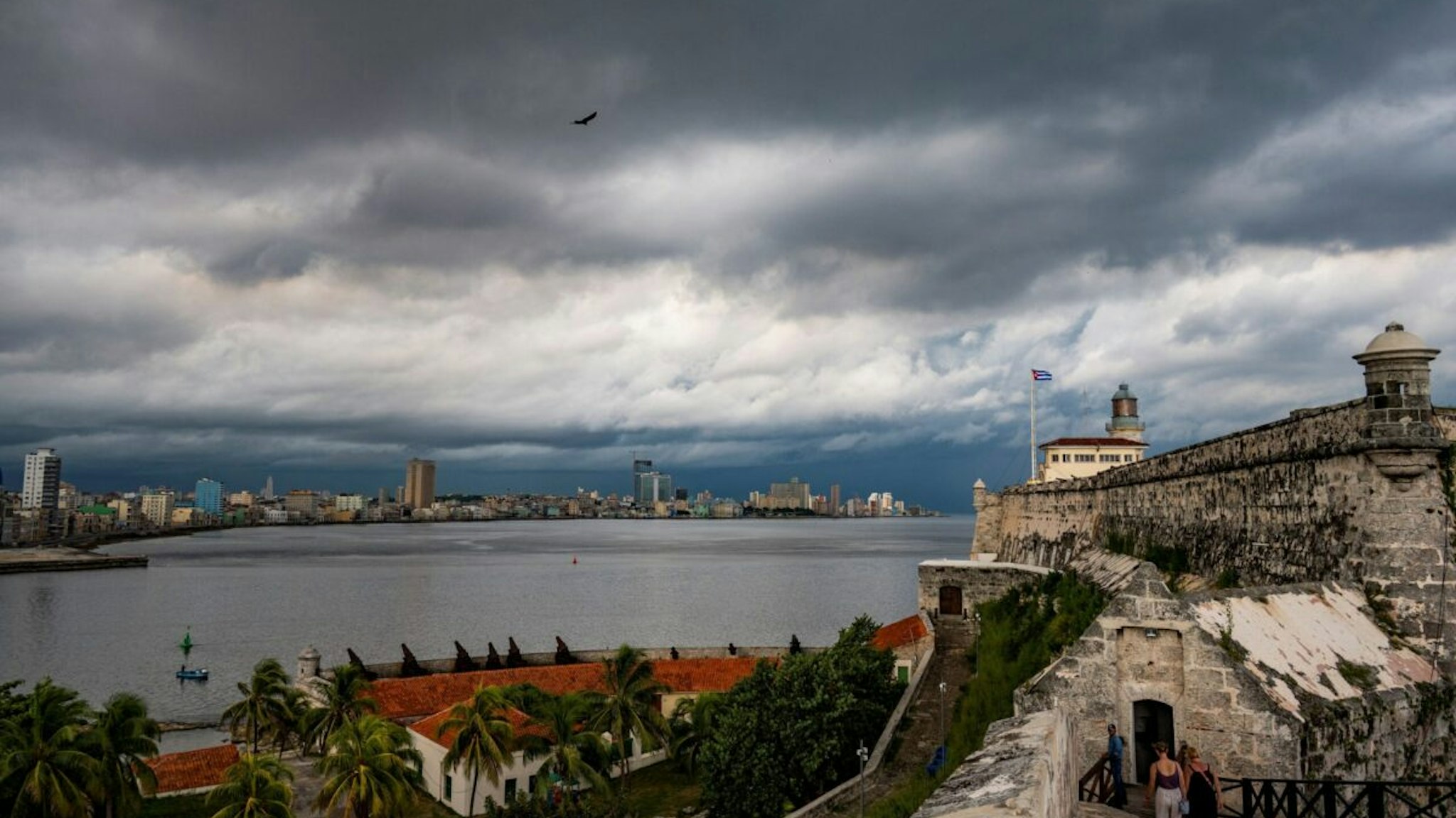 Dark clouds are seen due to the tropical storm Idalia in Havana, on August 28, 2023.