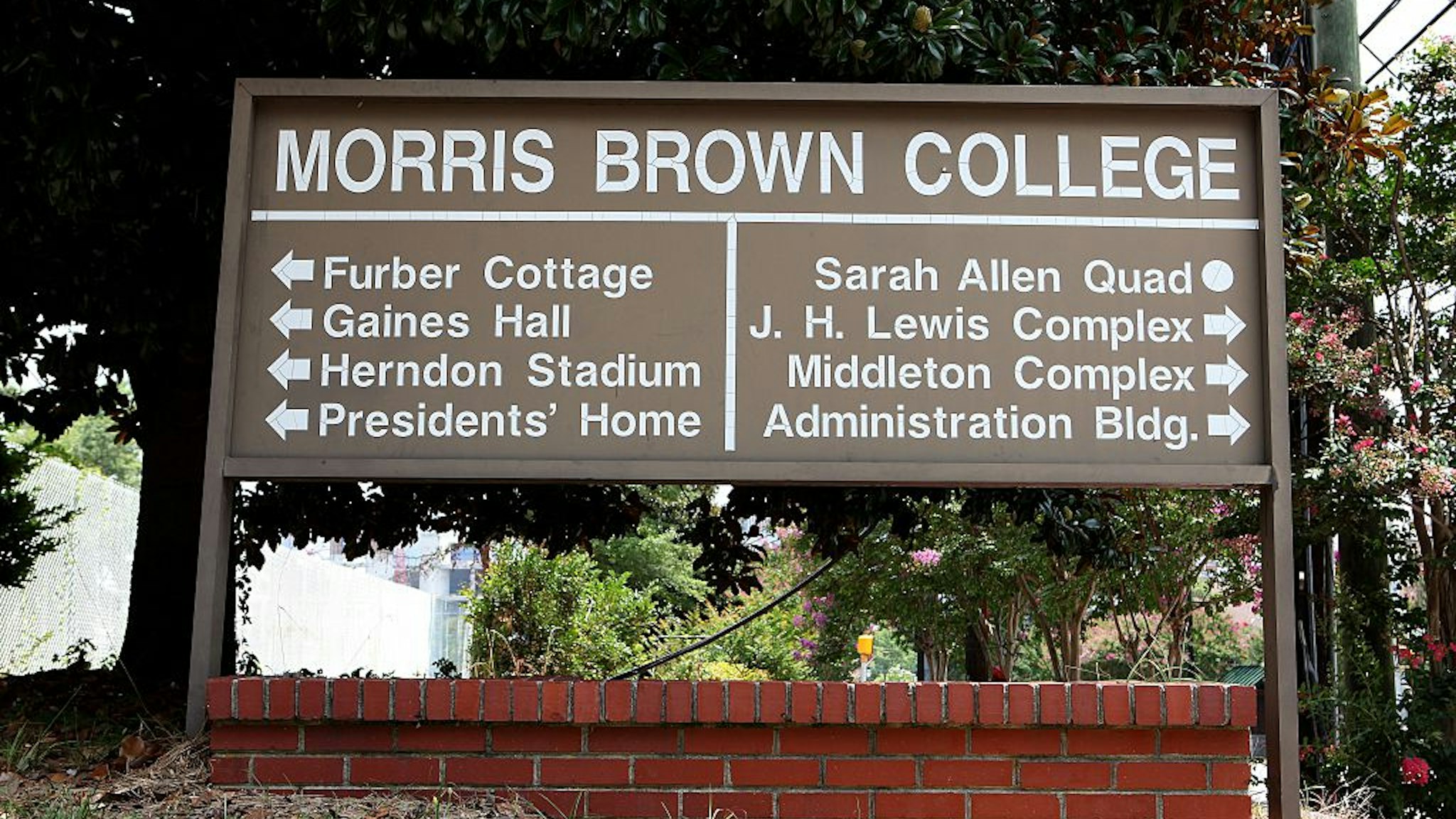 ATLANTA - JULY 18: Morris Brown College (founded in 1881) signage on July 18, 2015 in Atlanta, Georgia. (Photo By Raymond Boyd/Getty Images)