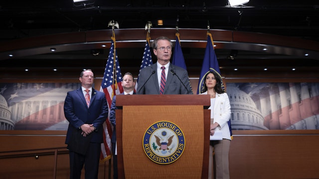 Rep. Tim Burchett (2nd R) (R-TN) speaks during a press conference held by members of the House Oversight and Accountability Committee at the U.S. Capitol on July 20, 2023 in Washington, DC.