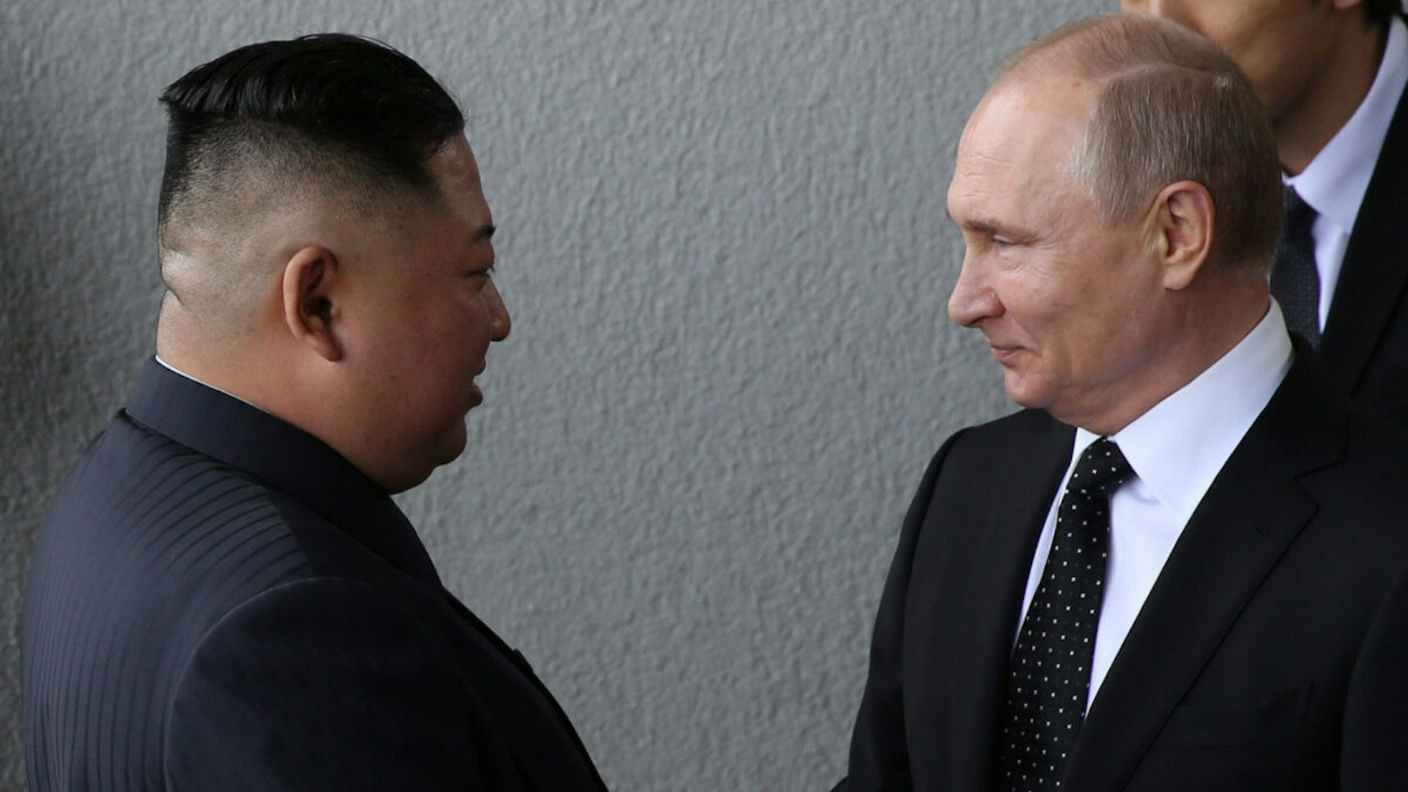 Russian President Vladimir Putin meets North Korean Leader Kim Jong-un on April 25, 2019 in Vladivostok, Russia