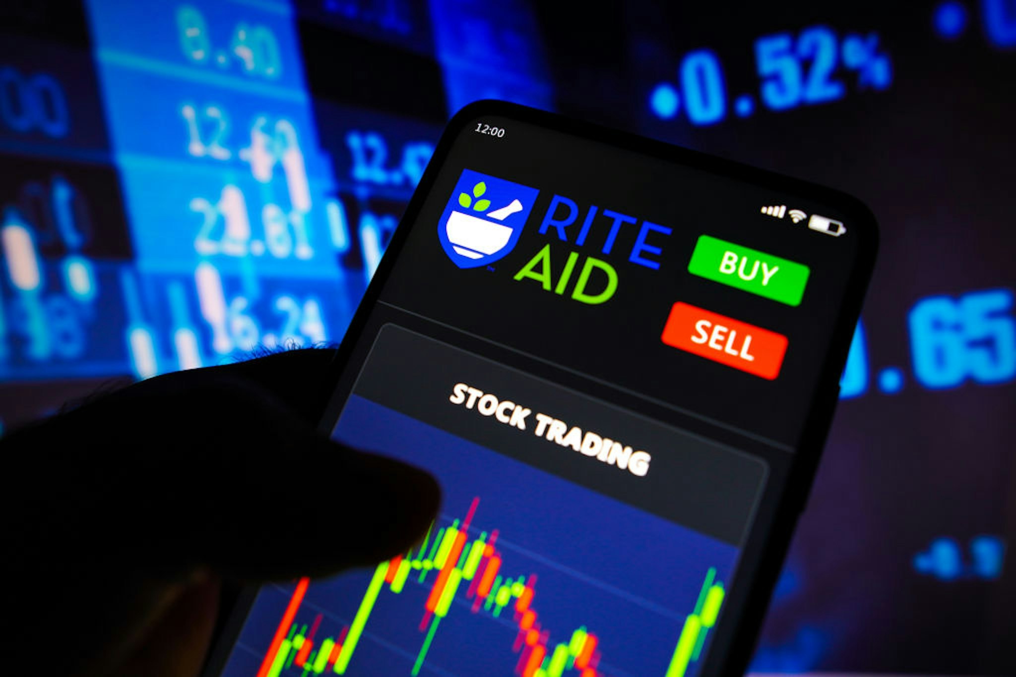 BRAZIL - 2022/05/08: In this photo illustration the stock trading graph of Rite Aid Corporation seen on a smartphone screen. (Photo Illustration by Rafael Henrique/SOPA Images/LightRocket via Getty Images)