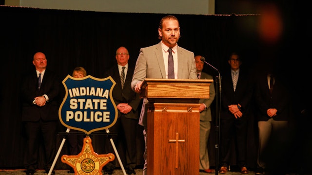 Carroll County Prosecutor Nicholas McLeland answers questions during a press conference after they arrested Richard Allen due to the 2017 murder of the two eighth-graders in Delphi.