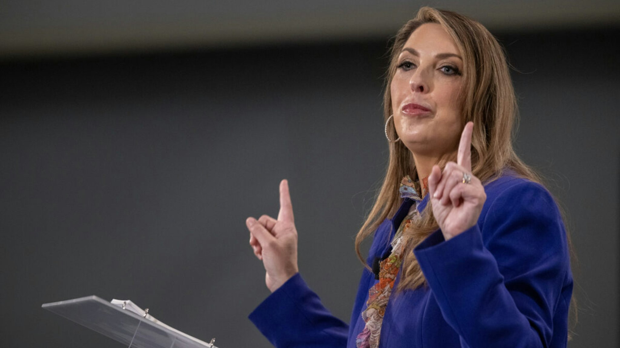 RNC Chairwoman Ronna McDaniel speaks at the Ronald Reagan Presidential Foundation & Institute's 'A Time for Choosing Speaker Series' at the Ronald Reagan Presidential Library on April 20, 2023 in Simi Valley, California.