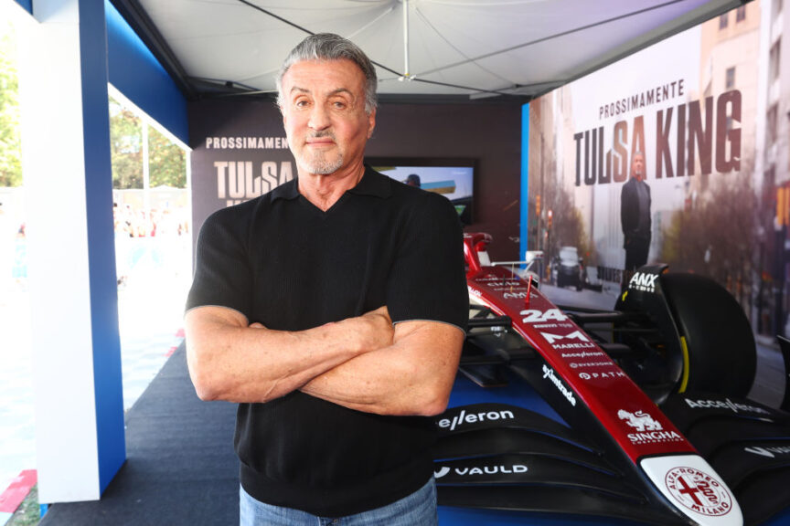 MONZA, ITALY - SEPTEMBER 11: Sylvester Stallone poses for a photo to promote his Paramount+ show Tulsa King prior to the F1 Grand Prix of Italy at Autodromo Nazionale Monza on September 11, 2022 in Monza, Italy. (Photo by Bryn Lennon - Formula 1/Formula 1 via Getty Images)