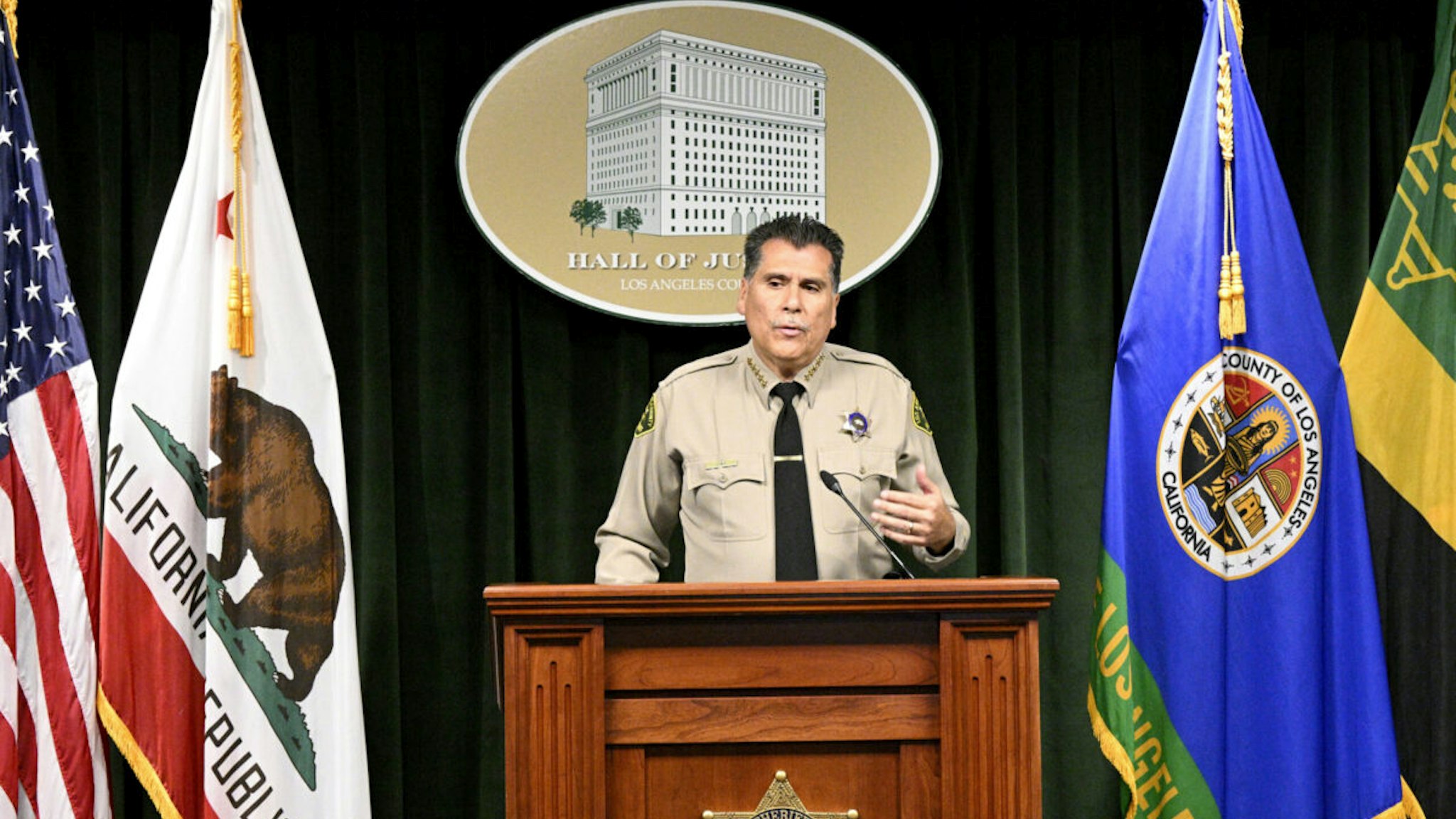 Sheriff Robert Luna speaks during a press conference in Los Angeles