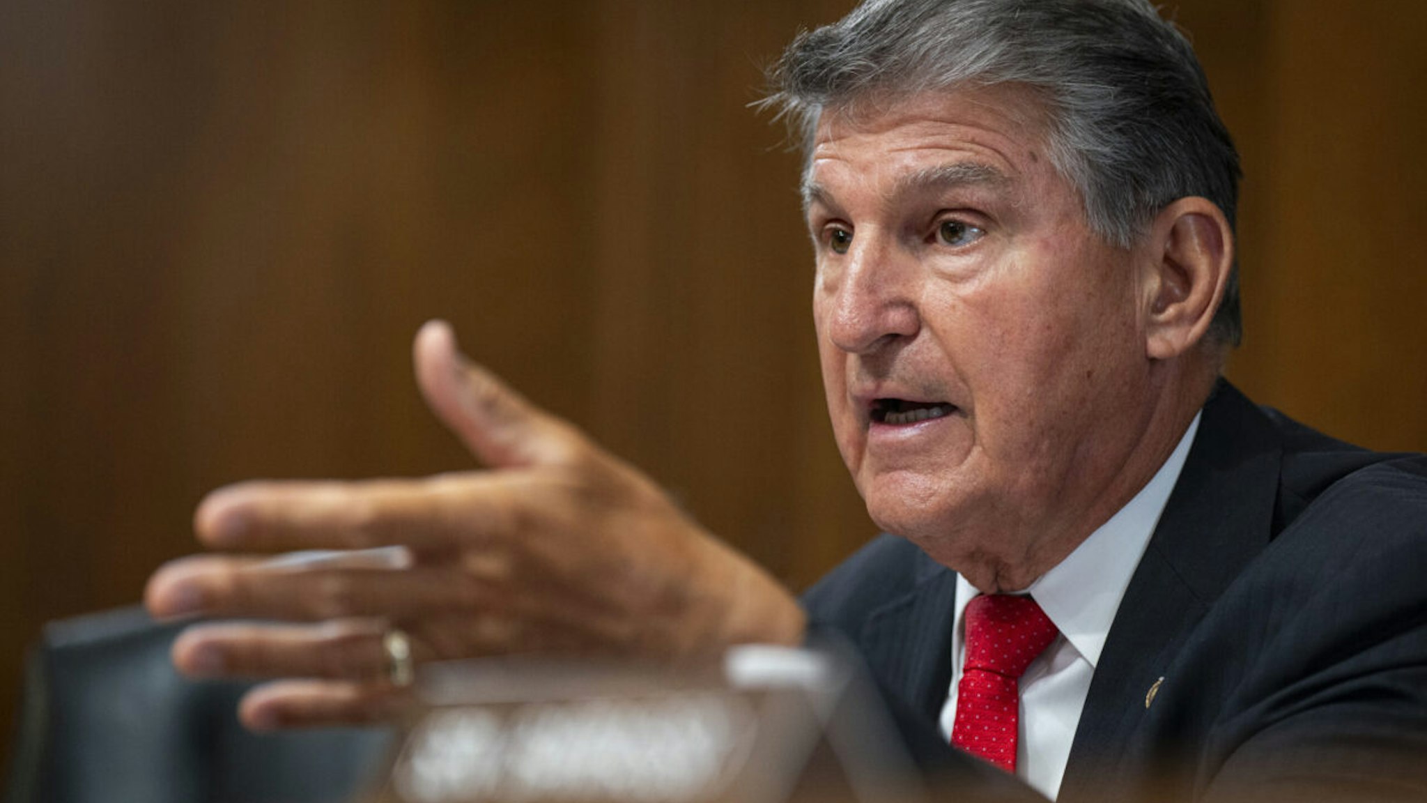 Senator Joe Manchin, a Democrat from West Virginia and chairman of the Senate Energy and Natural Resources Committee, speaks during a hearing in Washington, DC, US, on Thursday, Sept. 7, 2023.