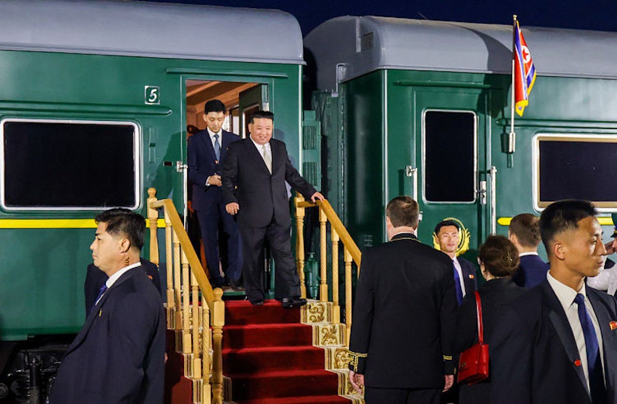 NextImg:Kim Jong Un Enters Russia On Bulletproof Train For Expected Weapon Talks With Putin