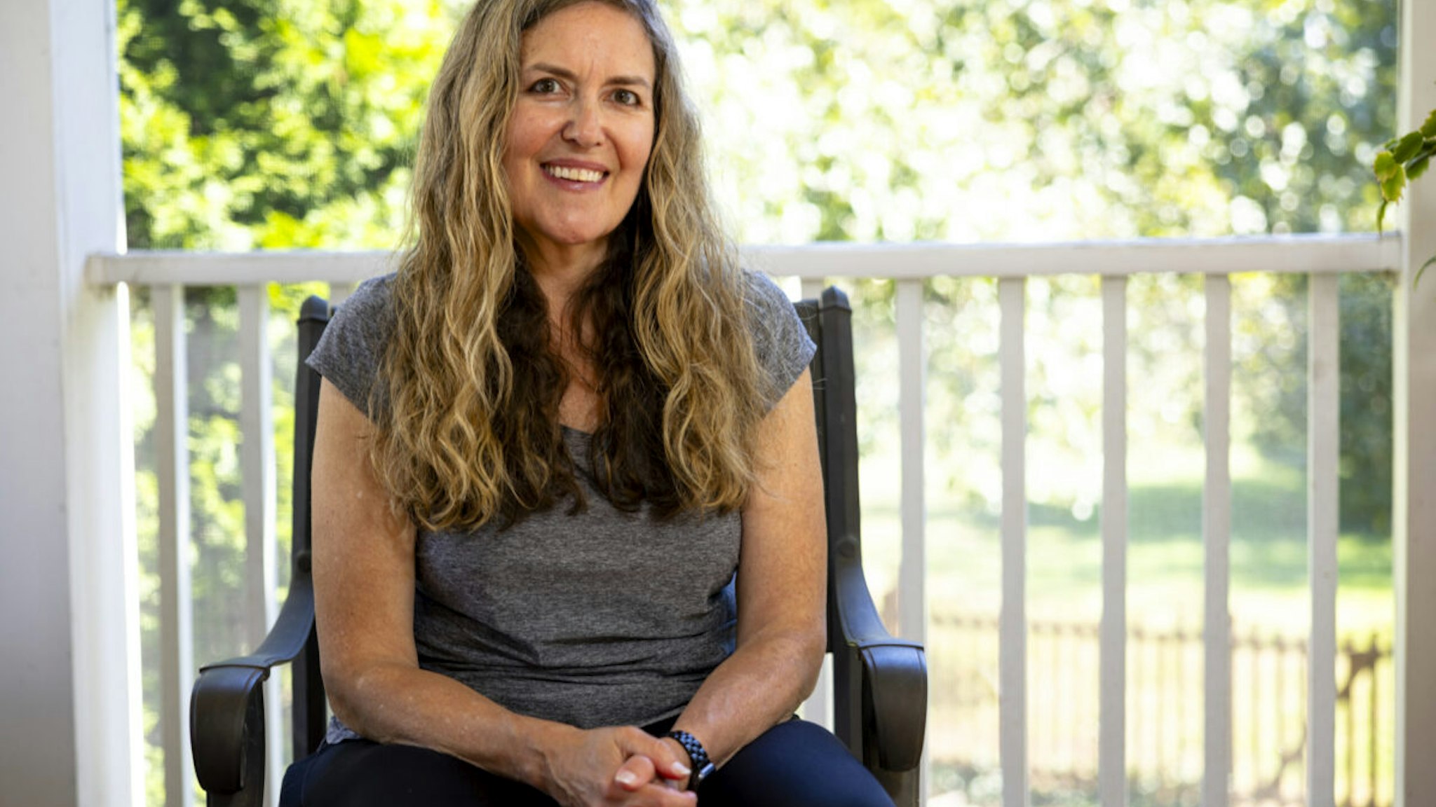 Congresswoman Jennifer Wexton of Virginia's 10th District, seen here at her home in Leesburg, VA on September 16, 2023, will not seek reelection due to being diagnosed with progressive supra nuclear palsy, a degenerative neurological disease.