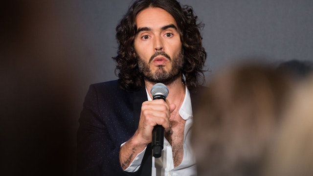 LONDON, ENGLAND - OCTOBER 14: Russell Brand takes part in a discussion at Esquire Townhouse, Carlton House Terrace on October 14, 2017 in London, England. (Photo by Jeff Spicer/Getty Images)