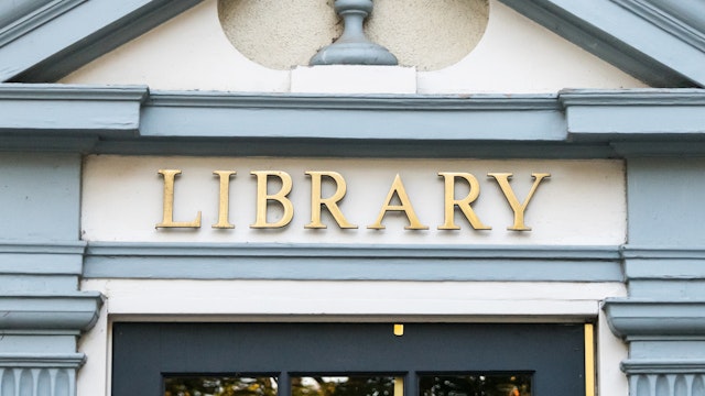 Facade Library Sign (front view). Juanmonino. Getty Images.
