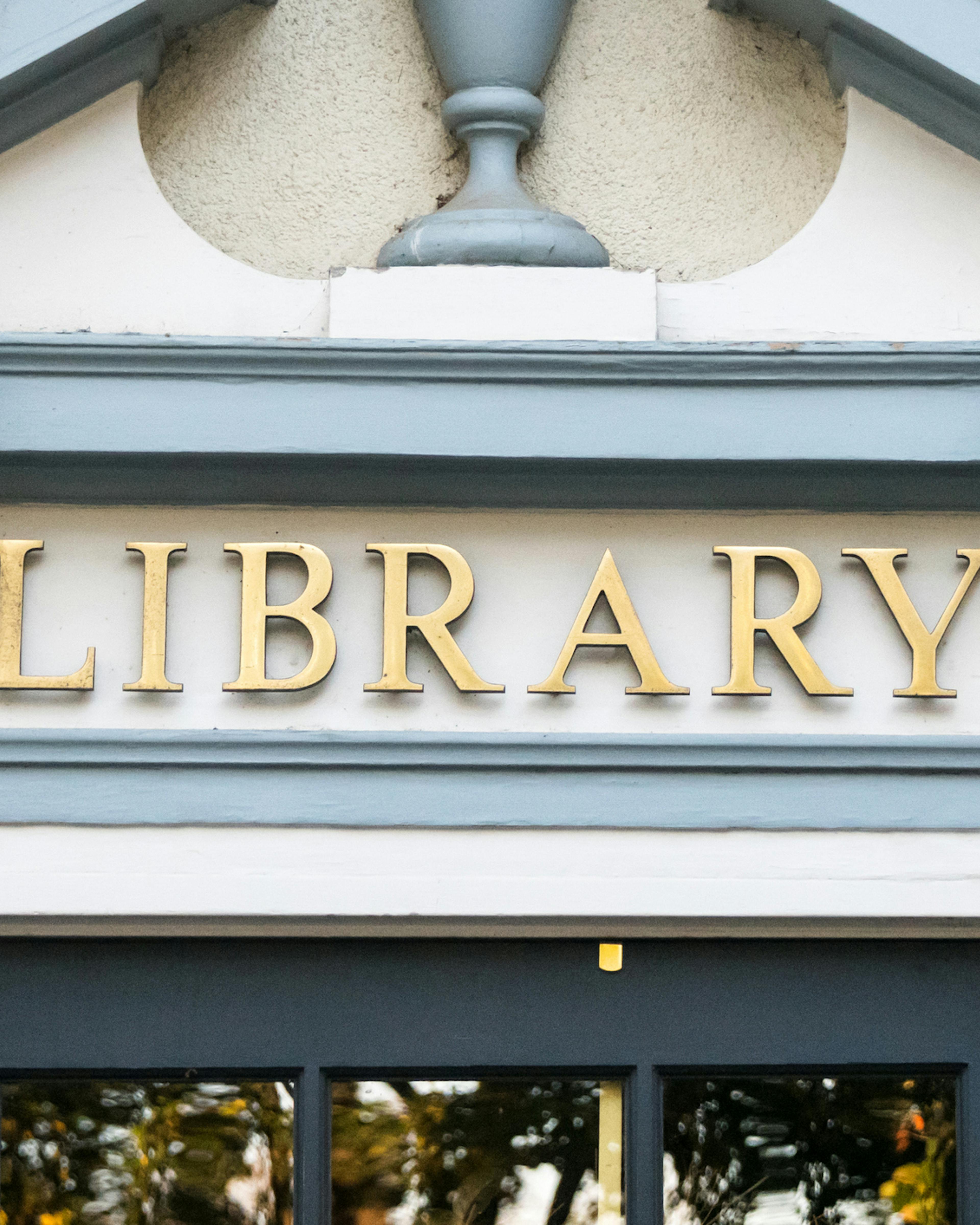 Library Sign Facade Library Sign (front view). Juanmonino. Getty Images.