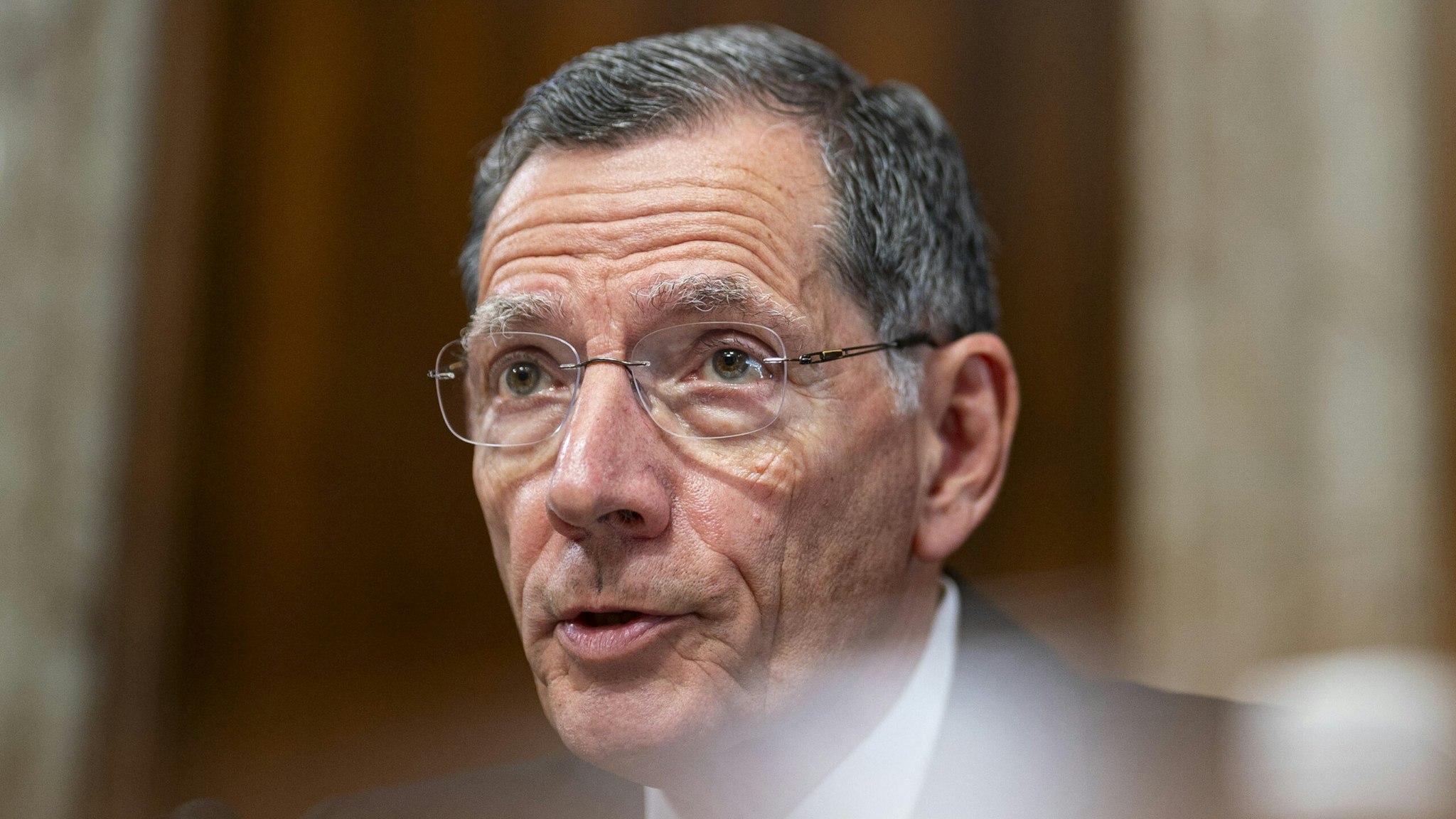 Senator John Barrasso, a Republican from Wyoming and ranking member of the Senate Energy and Natural Resources Committee, speaks during a hearing in Washington, DC, US, on Thursday, Sept. 7, 2023. The hearing is titled Examine Recent Advances in Artificial Intelligence and the Department of Energys Role in Ensuring U.S. Competitiveness and Security in Emerging Technologies.