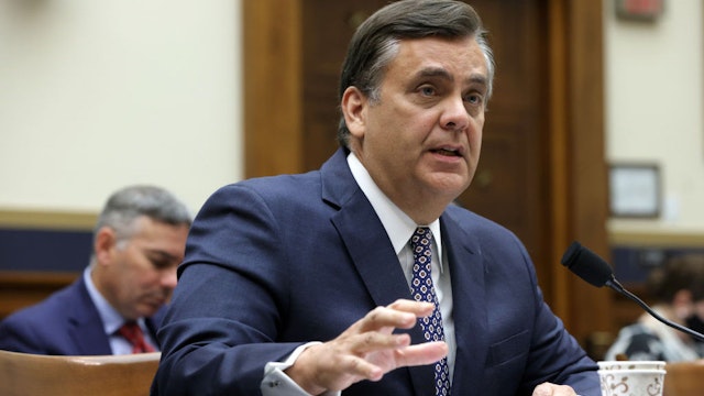 WASHINGTON, DC - JUNE 30: Professor of public interest law at George Washington University Law School Jonathan Turley testifies during a hearing before the House Judiciary Committee at Rayburn House Office Building June 30, 2021 in Washington, DC. The committee held a hearing to examine "Secrecy Orders and Prosecuting Leaks: Potential Legislative Responses to Deter Prosecutorial Abuse of Power." (Photo by Alex Wong/Getty Images)